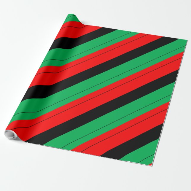 Papel De Presente Kwanzaa Colors Red Black Green Stripes Padrão (Desenrolado)