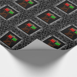 Papel De Presente Kwanzaa Lit Kinara Velas com Preto e Prata