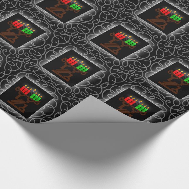 Papel De Presente Kwanzaa Lit Kinara Velas com Preto e Prata (Ponta)