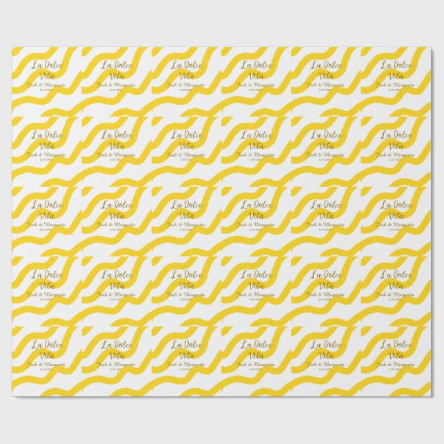Papel De Presente La Dolce Vita casal amarelo Nome data glit (Aberto)