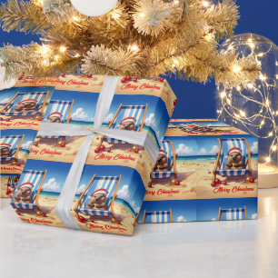 Papel De Presente Lã Wombat chapéu de Papai Noel Feliz Natal