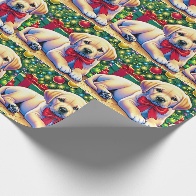 Papel De Presente Lab Bonito Puppy Na Árvore De Natal (Ponta)