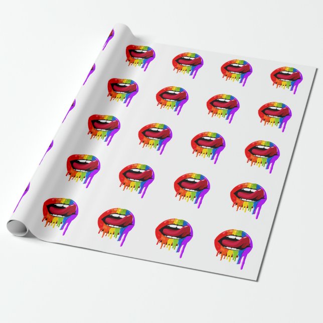 PAPEL DE PRESENTE LÁBIOS ARCO-ÍRIS (Desenrolado)
