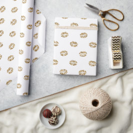 Papel De Presente Lábios de Brisos com Glitter Dourado