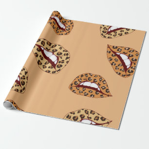 Papel De Presente Lábios de impressão leopardo com padrão uniform