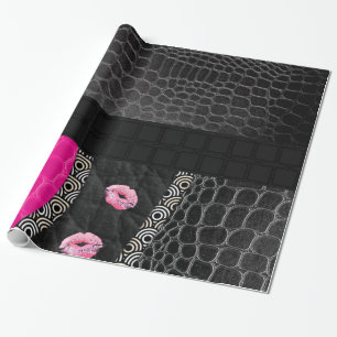 Papel De Presente Lábios do couro do rosa quente