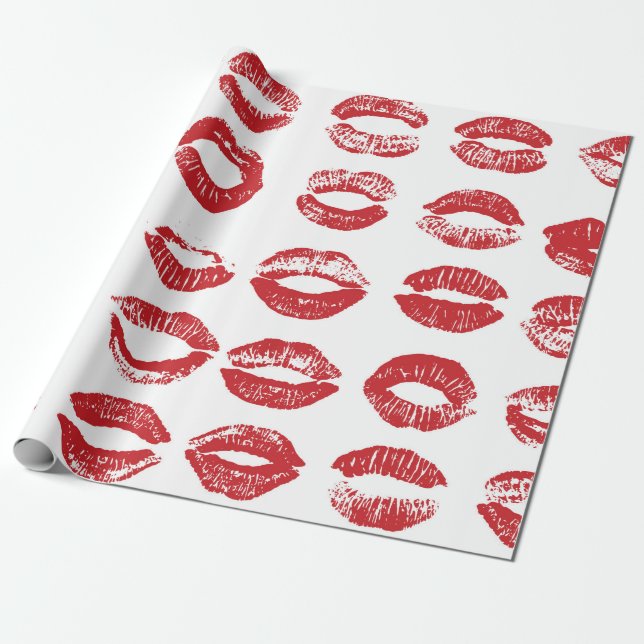 Papel De Presente Lábios femininos. Isolamento de lábios de aquarela (Desenrolado)