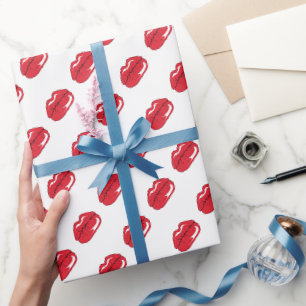 Papel De Presente Lábios Vermelhos Engraçados