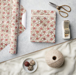 Papel De Presente Lábios Vermelhos Impressos Leopardo Dourados