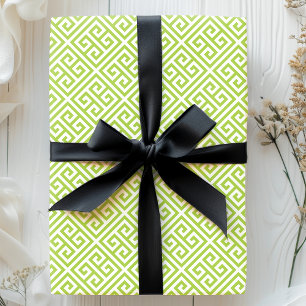 Papel De Presente Labirinto Verde da Chave Grega
