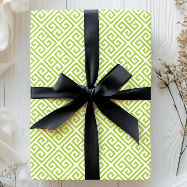 Papel De Presente Labirinto Verde da Chave Grega (Criador carregado)