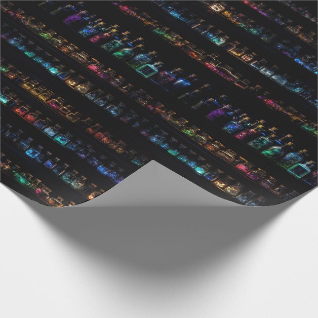 Papel De Presente Laboratório de Alquimia - Frascos de Poção Enrolan (Ponta)