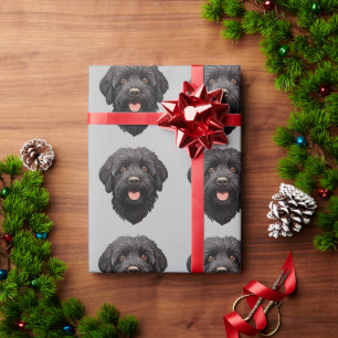 Papel De Presente Labradoodle Black Dog