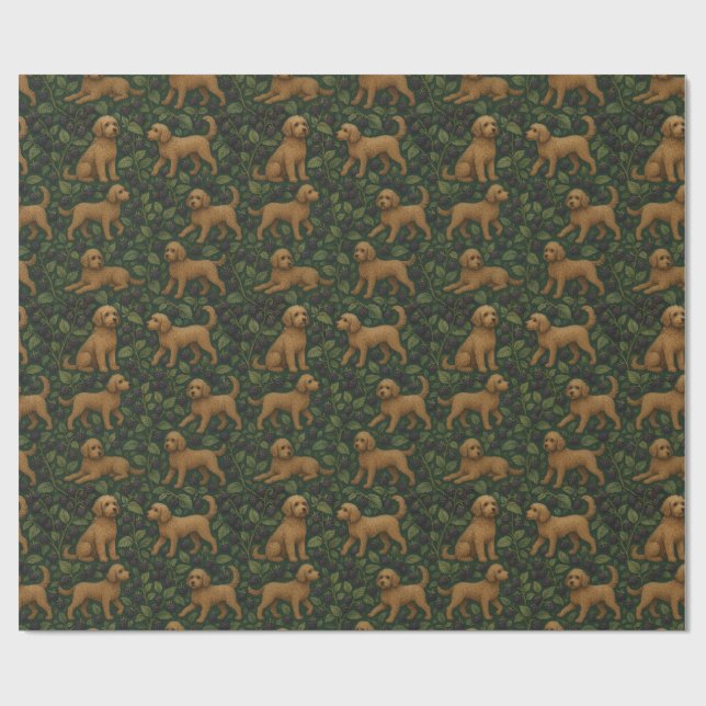 Papel De Presente Labradoodle e Blackberry Wrappaper (Aberto)
