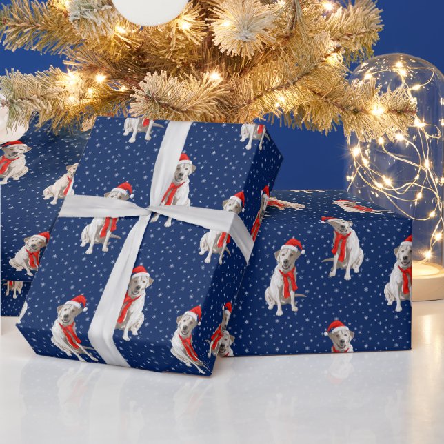 Papel De Presente Labrador Amarelo Branco Retriever em Santa Chapéu (Feriados)