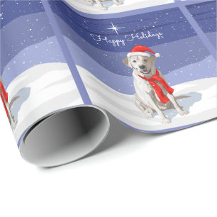 Papel De Presente Labrador Amarelo Branco Retriever em Santa Chapéu