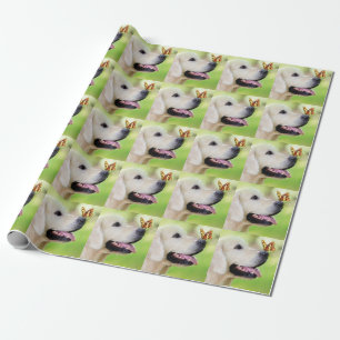 Papel De Presente Labrador E Travesseiro decorativo De Borboleta
