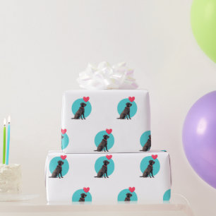 Papel De Presente Labrador Preto com Papel de Embalagem de Balão de