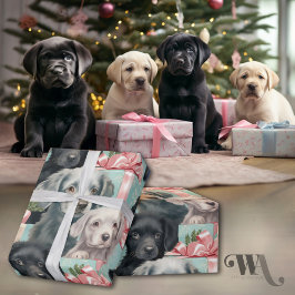 Papel De Presente Labrador Puppies em 3 cores