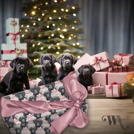 Papel De Presente Labrador Puppy Arcos Rosa Modernos Sm Natal