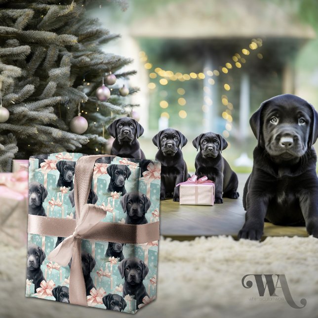 Papel De Presente Labrador Puppy Moderno Natal Sm (Criador carregado)