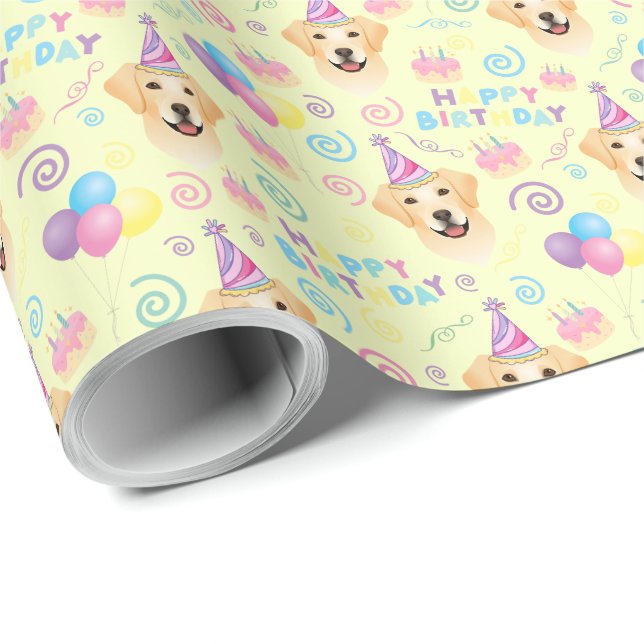 Papel De Presente Labrador Retriever Birthday Gift Wrapping Paper (Ponta do rolo)