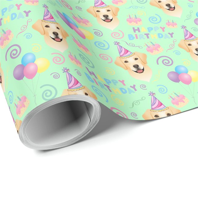 Papel De Presente Labrador Retriever Birthday Gift Wrapping Paper (Ponta do rolo)