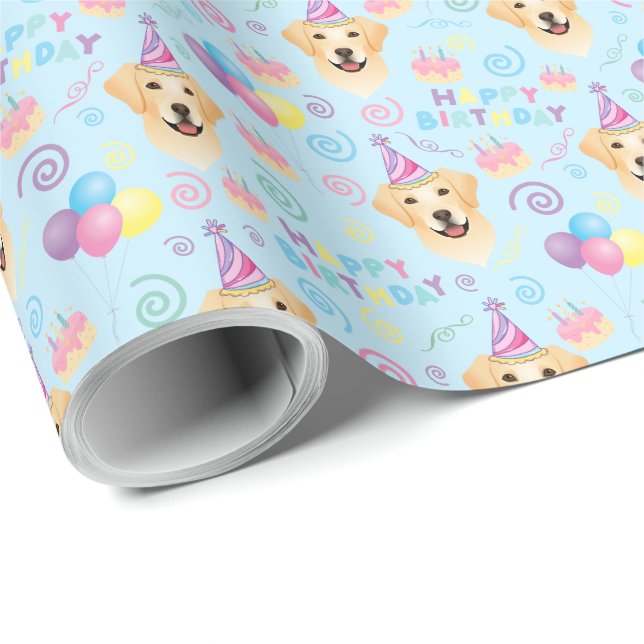 Papel De Presente Labrador Retriever Birthday Gift Wrapping Paper (Ponta do rolo)