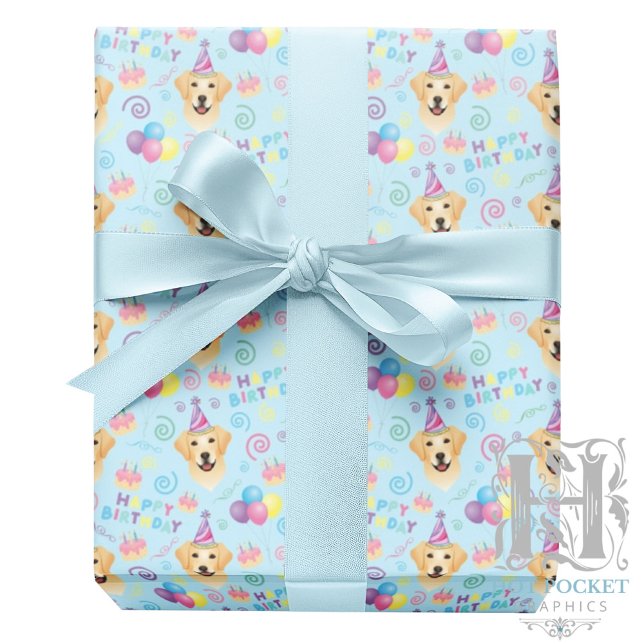 Papel De Presente Labrador Retriever Birthday Gift Wrapping Paper (Criador carregado)