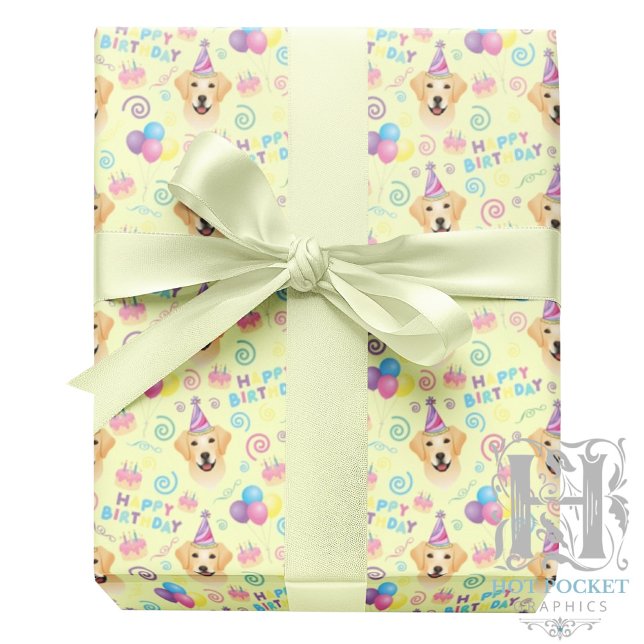Papel De Presente Labrador Retriever Birthday Gift Wrapping Paper (Criador carregado)
