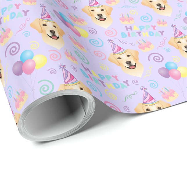 Papel De Presente Labrador Retriever Birthday Gift Wrapping Paper (Ponta do rolo)