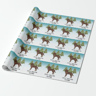 Papel De Presente Labrador Retriever Chocolate Natal Texto Personali