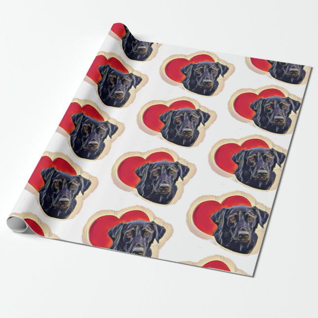 Papel De Presente Labrador Retriever Heart (Desenrolado)