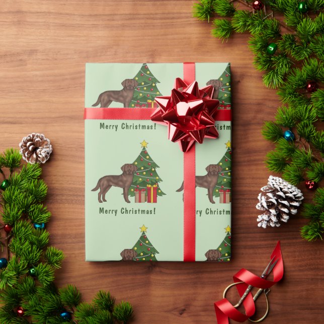 Papel De Presente Labrador Retriever Marrom Chocolate Árvore de Nata (Presente de Natal)