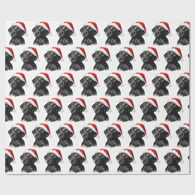 Papel De Presente Labrador Retriever Preto de Natal  (Aberto)