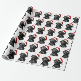 Papel De Presente Labrador Retriever Preto de Natal