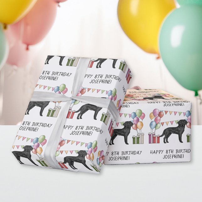 Papel De Presente Labrador Retriever Preto Lab Cachorro Aniversário  (Criador carregado)