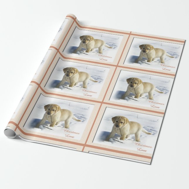 Papel De Presente Labrador Retriever Puppy Natal (Desenrolado)