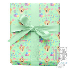 Papel De Presente Labrador Retriever Wrapping Paper in Green