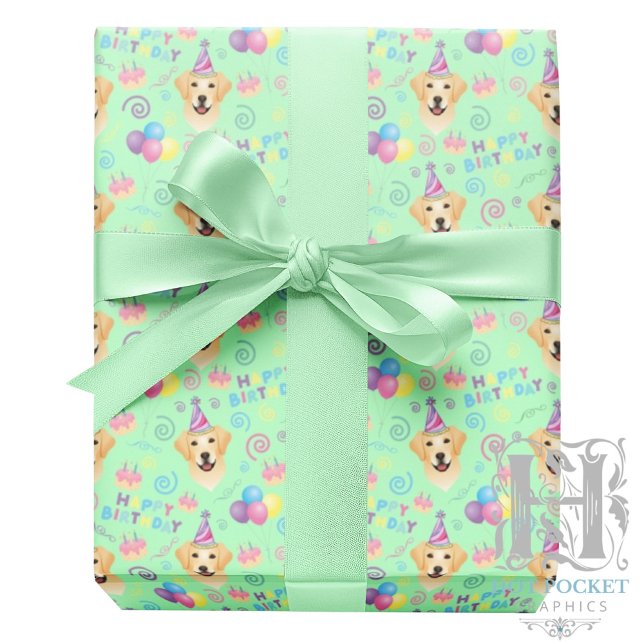 Papel De Presente Labrador Retriever Wrapping Paper in Green (Criador carregado)