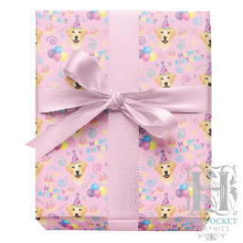 Papel De Presente Labrador Retriever Wrapping Paper in Pink