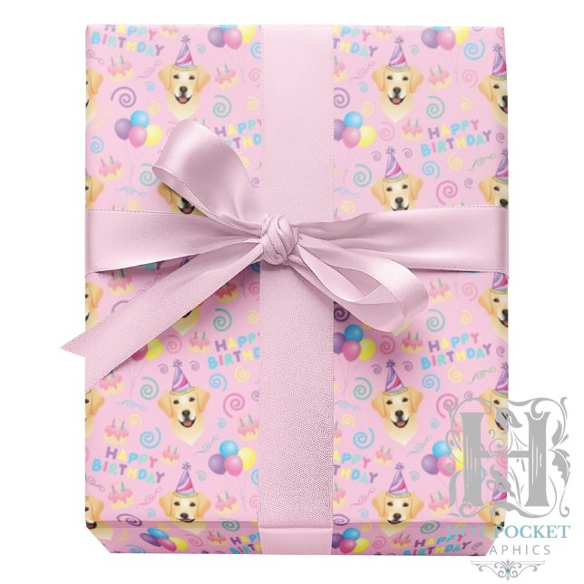 Papel De Presente Labrador Retriever Wrapping Paper in Pink (Criador carregado)