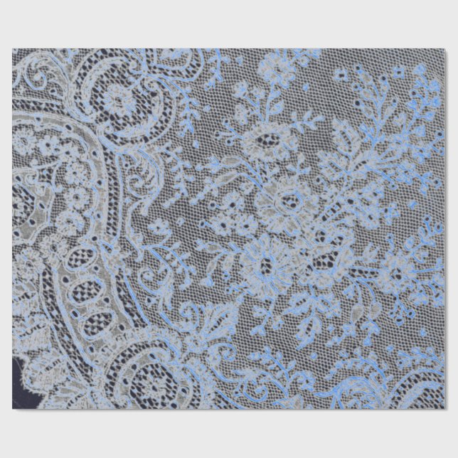 PAPEL DE PRESENTE LACE ANTICO PRETO E COBERTURA AZUL (Aberto)