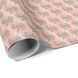 Papel De Presente Lace e Rosas Vintage Country Blush Pink