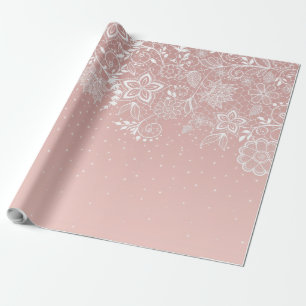 Papel De Presente Laço branco elegante floral e design dos confetes