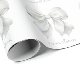 Papel De Presente Laço Branco na Moda Personalizado Com Nome Monogra