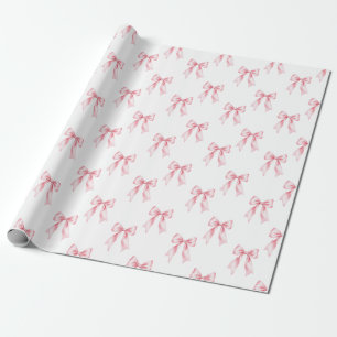 Papel De Presente Laço Coquete de Aquarela Rosa Feminino e Glamouros