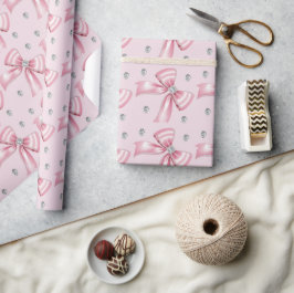 Papel De Presente Laço Coquette Rosa Brilho 1º