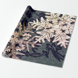 PAPEL DE PRESENTE LAÇO DE ENTREPOSTO E PISCÕES DE NEVE EM AZUL