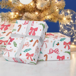 Papel De Presente Laco de Natal elegante e padrão de doces